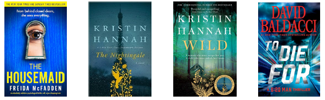 The covers of the four top circulating books of 2025. 